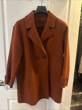 Pumpkin Brown Double-Breasted Pea Coat 100% Wool US 4-6